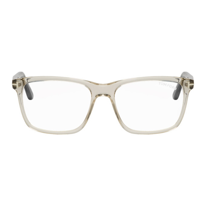 Photo: Tom Ford Transparent and Black Block Square Glasses