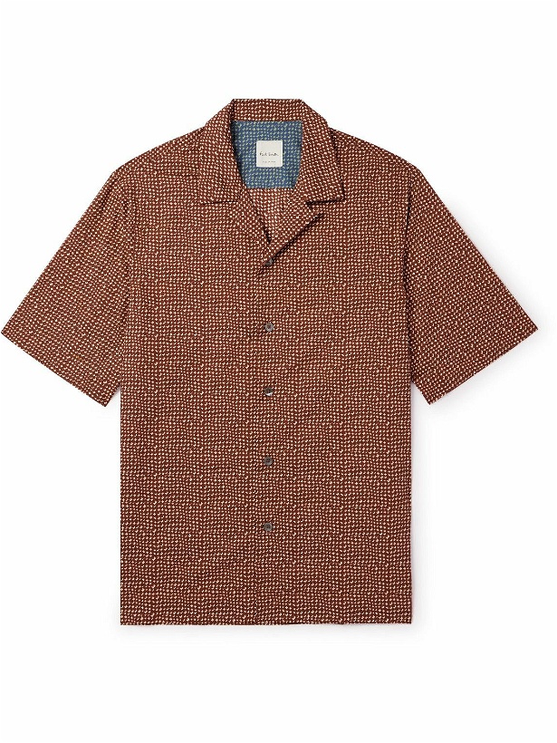 Photo: Paul Smith - Convertible-Collar Printed Cotton-Poplin Shirt - Brown