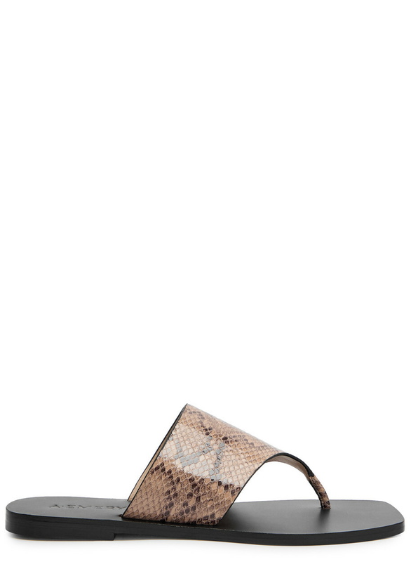 Photo: A.emery Paton Snake-effect Leather Flip Flops Taupe