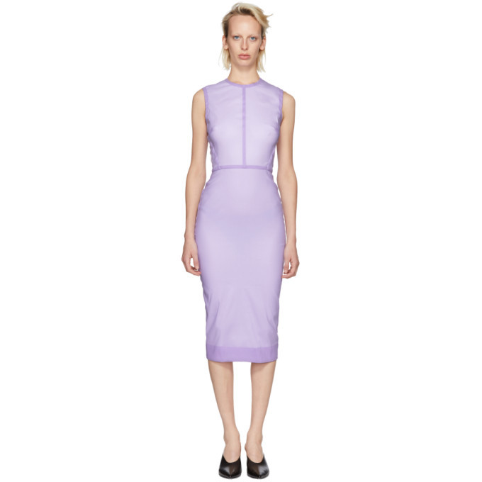 Victoria Beckham Purple Linear Fitted Dress
