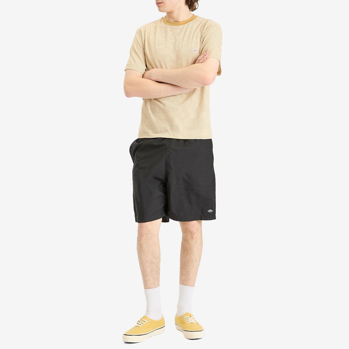 Danton Men's Fine Stripe T-Shirt in Beige/Ecru
