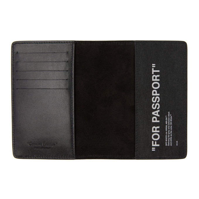 Off-White Silver Quote Passport Holder Off-White