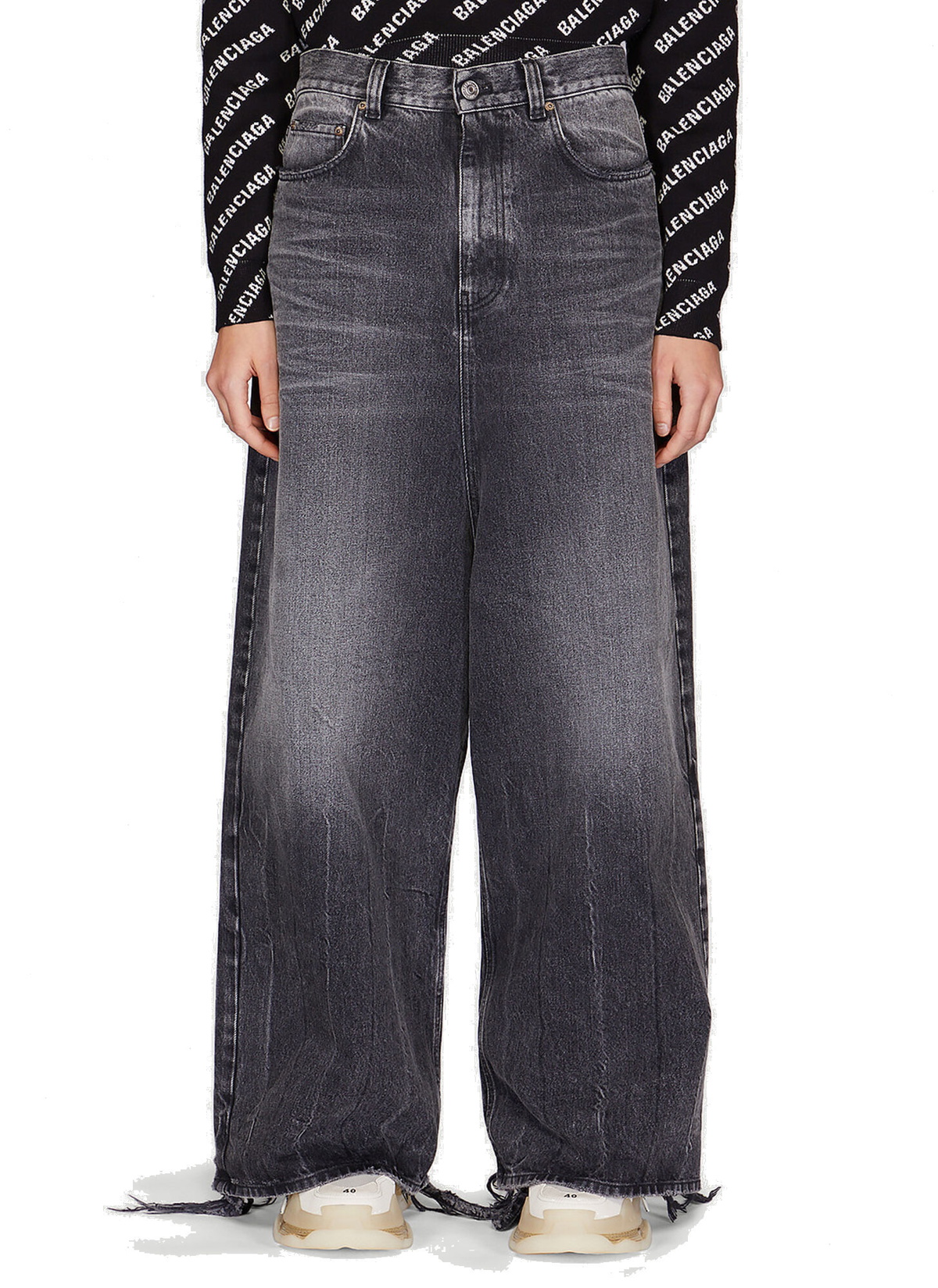 Destroyed Low Crotch Jeans in Black Balenciaga