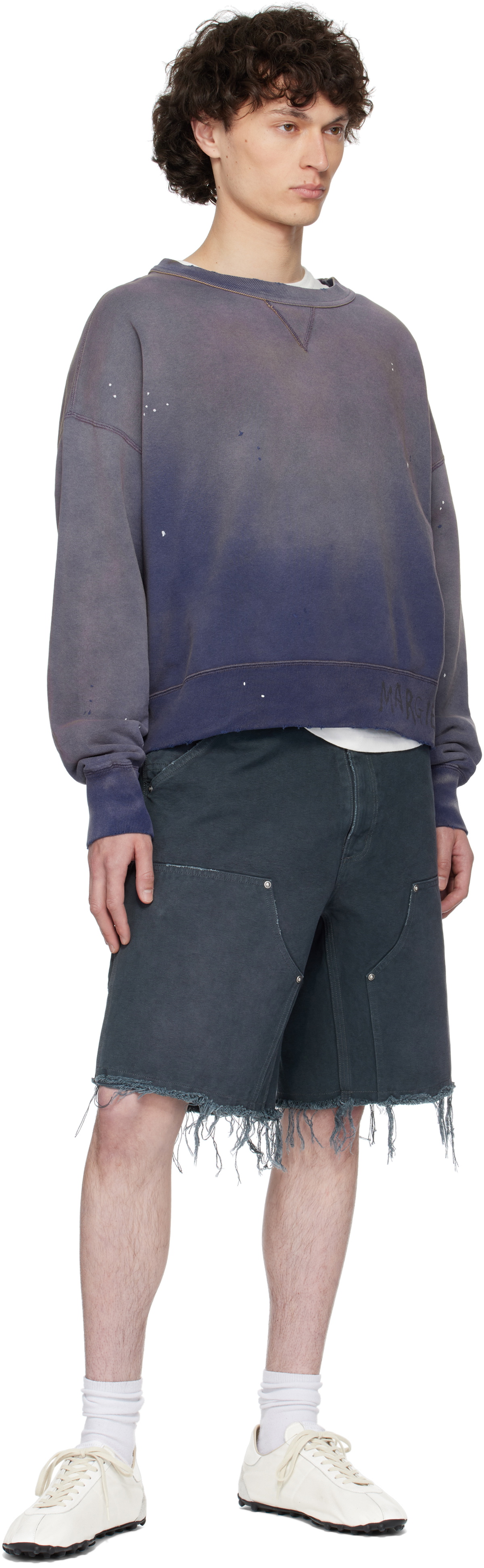 Maison Margiela Blue Graffiti Logo Sweatshirt Maison Margiela