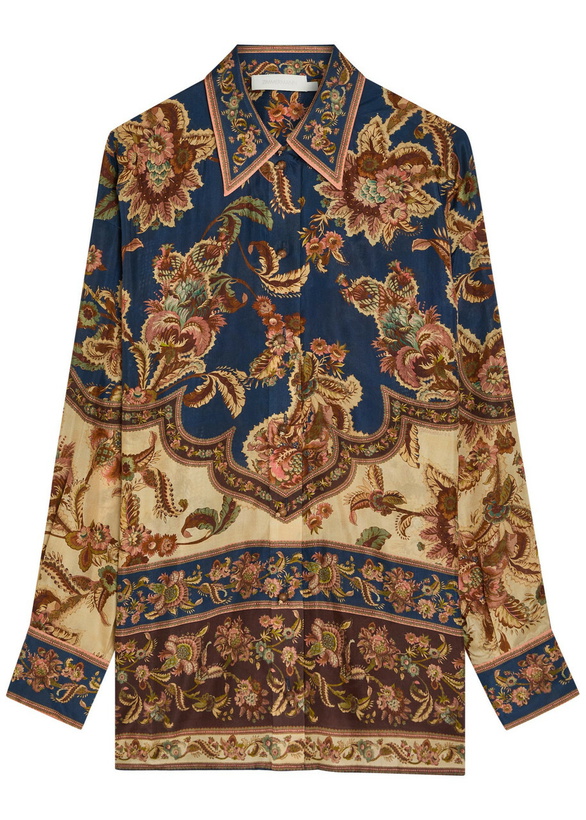 Photo: Zimmermann Aster Printed Silk Shirt Navy