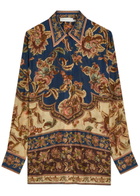 Zimmermann Aster Printed Silk Shirt Navy