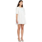 Sandy Liang White & Blue Daikon Minidress