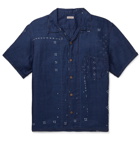KAPITAL - Camp-Collar Printed Linen Shirt - Navy