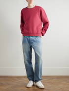 SAINT LAURENT - Logo-Embroidered Cotton-Jersey Sweatshirt - Red