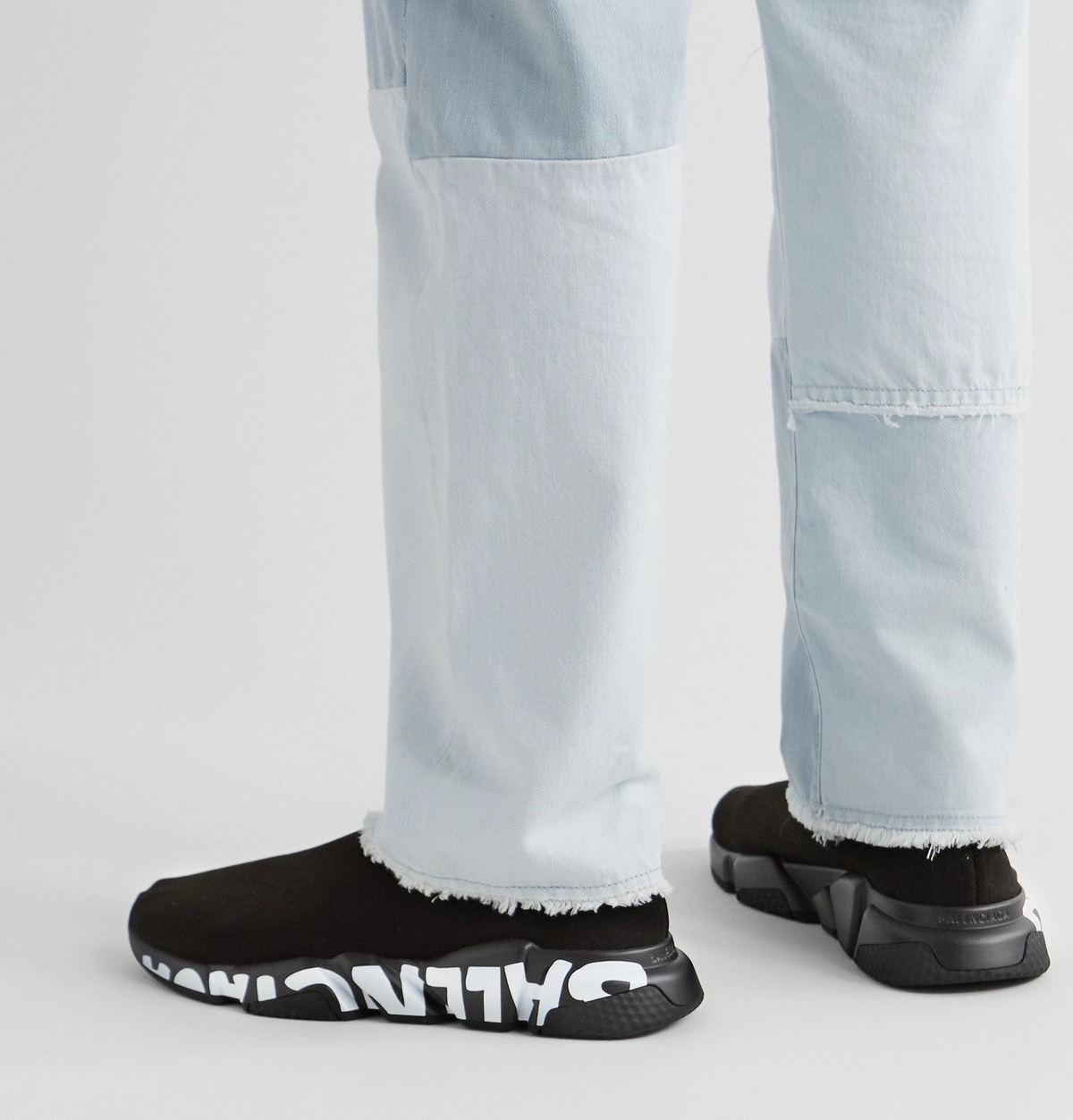 Balenciaga - Speed Sock Logo-Print Stretch-Knit Slip-On