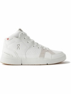 ON - Roger Federer The Roger Clubhouse Mid Faux Leather, Mesh and Faux Suede Sneakers - White