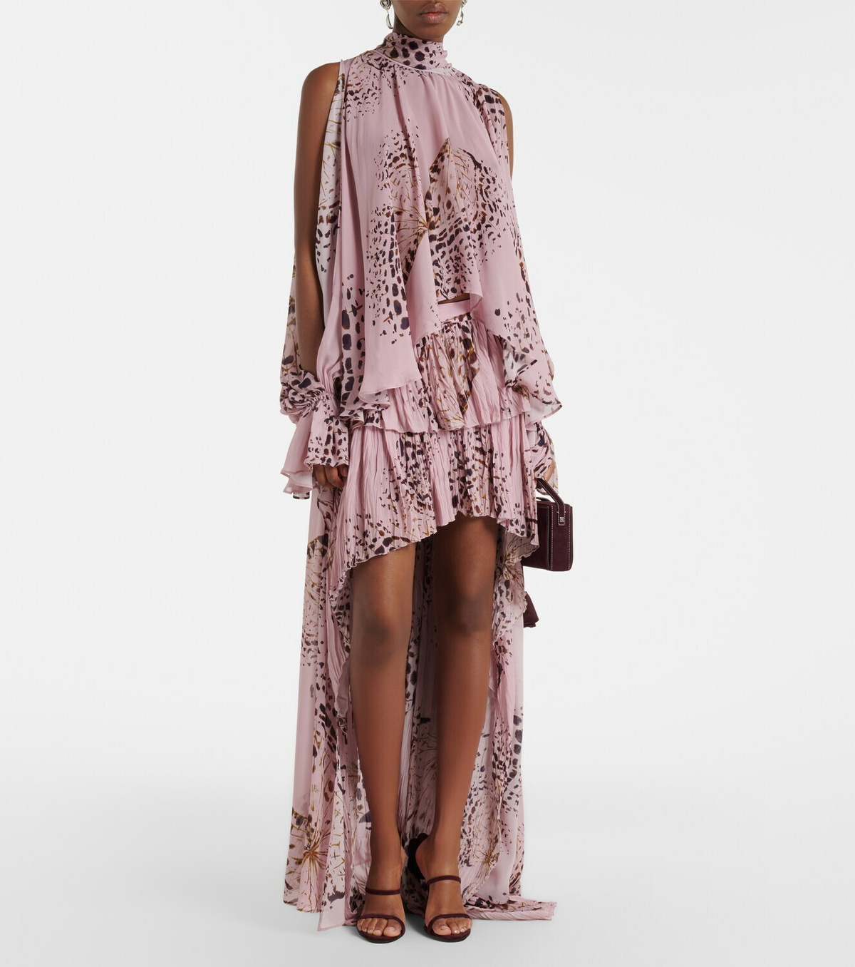 Blumarine Printed asymmetric georgette blouse
