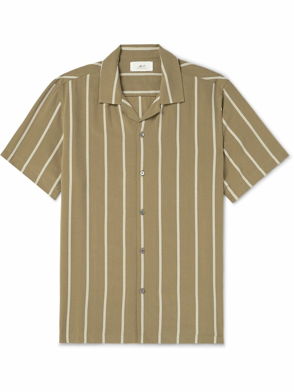 Mr P. - Micheal Camp-Collar Striped Lyocell Shirt - Green Mr P.