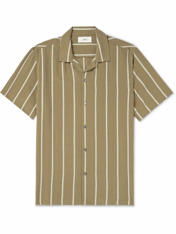 Photo: Mr P. - Micheal Camp-Collar Striped Lyocell Shirt - Green