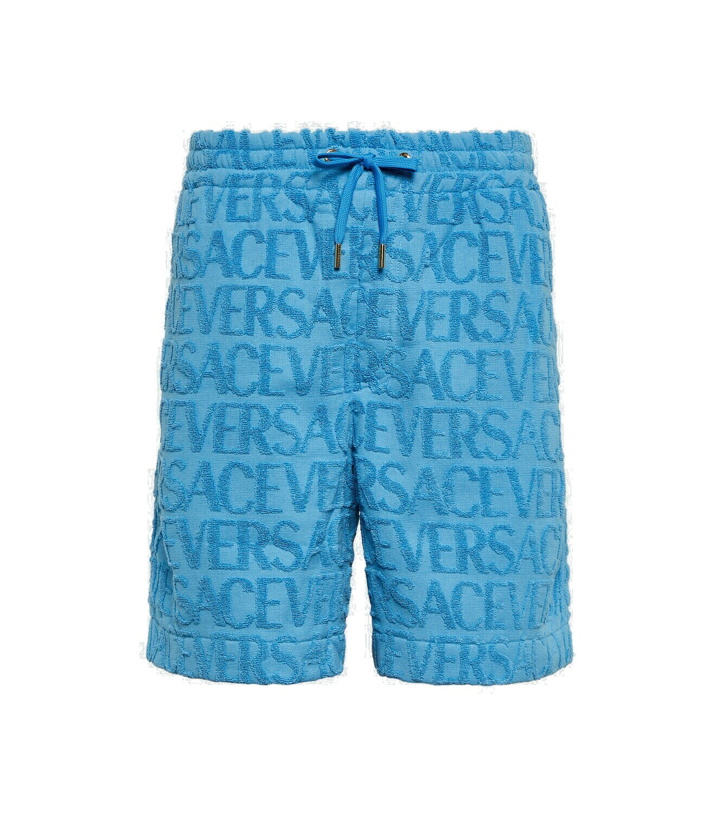 Photo: Versace Logo jacquard cotton shorts