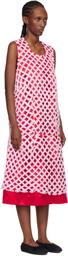 Comme des Garçons Red & Pink Tulle Braided Mesh Midi Dress