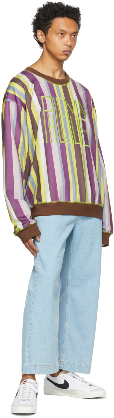 Phlemuns Green Striped Oversized Logo Sweatshirt