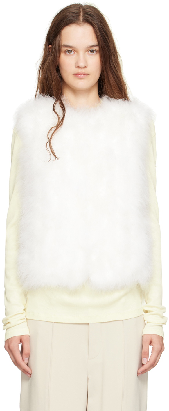 Yves Salomon White Feather Vest