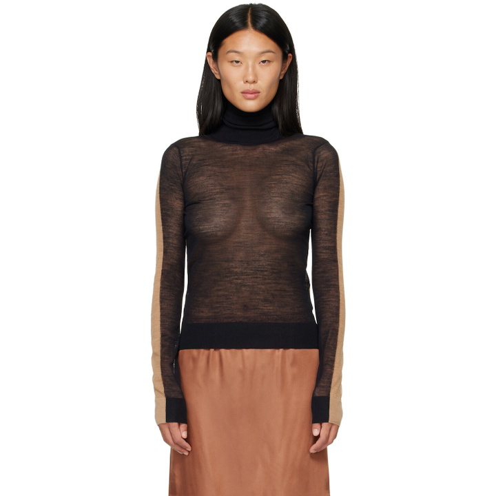 Photo: MM6 Maison Margiela Black & Beige Front Back Pullover Turtleneck