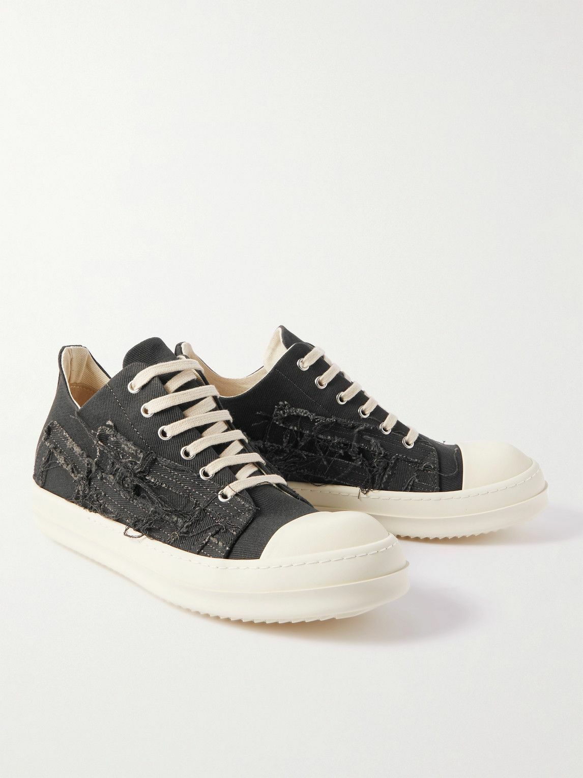 DRKSHDW様 DRKSHDW by Rick Owens - Distressed Gabardine Sneakers - Black Rick