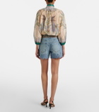 Frame Long Hang broderie anglaise denim shorts