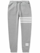 Thom Browne - Tapered Striped Ribbed Cotton-Jersey Sweatpants - Gray
