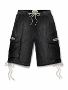 Satoshi Nakamoto - Staight-Leg Logo-Print Cotton-Corduroy Drawstring Shorts - Gray