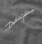 Dolce & Gabbana - Logo-Embroidered Contrast-Tipped Cotton-Piqué Polo Shirt - Gray