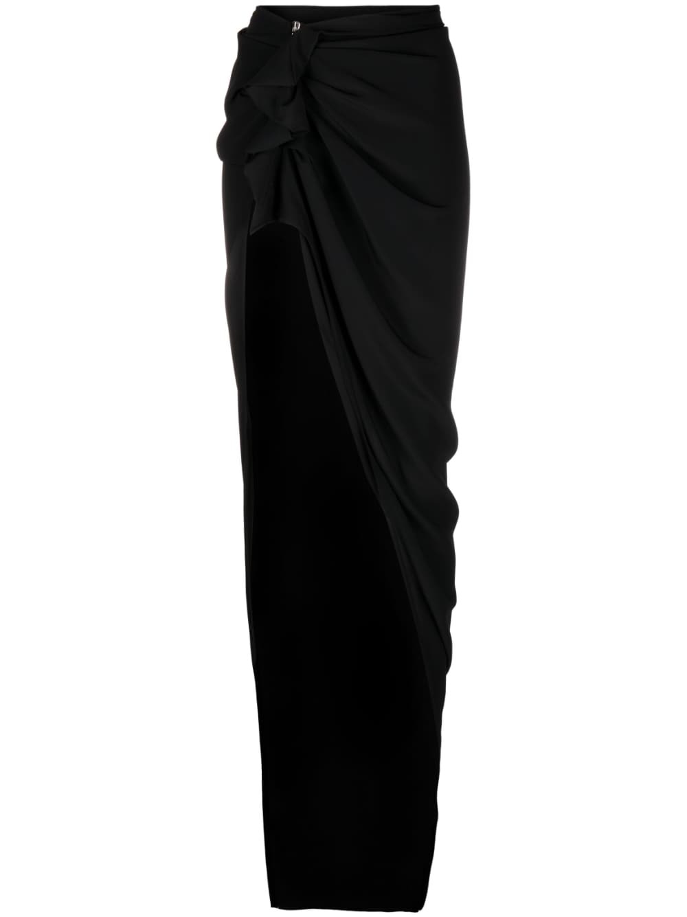 RICK OWENS - Draped Silk Blend Long Skirt Rick Owens