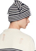 Charles Jeffrey Loverboy Navy & White Chunky Ears Beanie