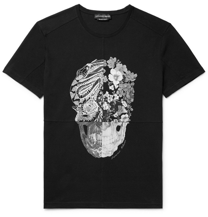 Photo: Alexander McQueen - Printed Cotton-Jersey T-shirt - Men - Black