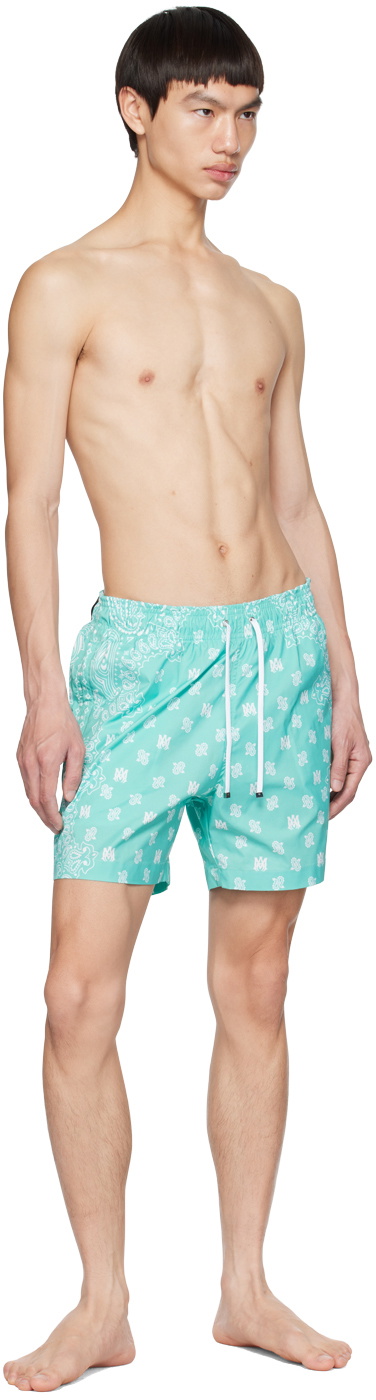 AMIRI Green Bandana Swim Shorts