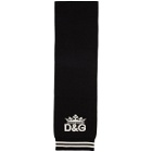Dolce and Gabbana Black Cashmere Crown and DG Scarf