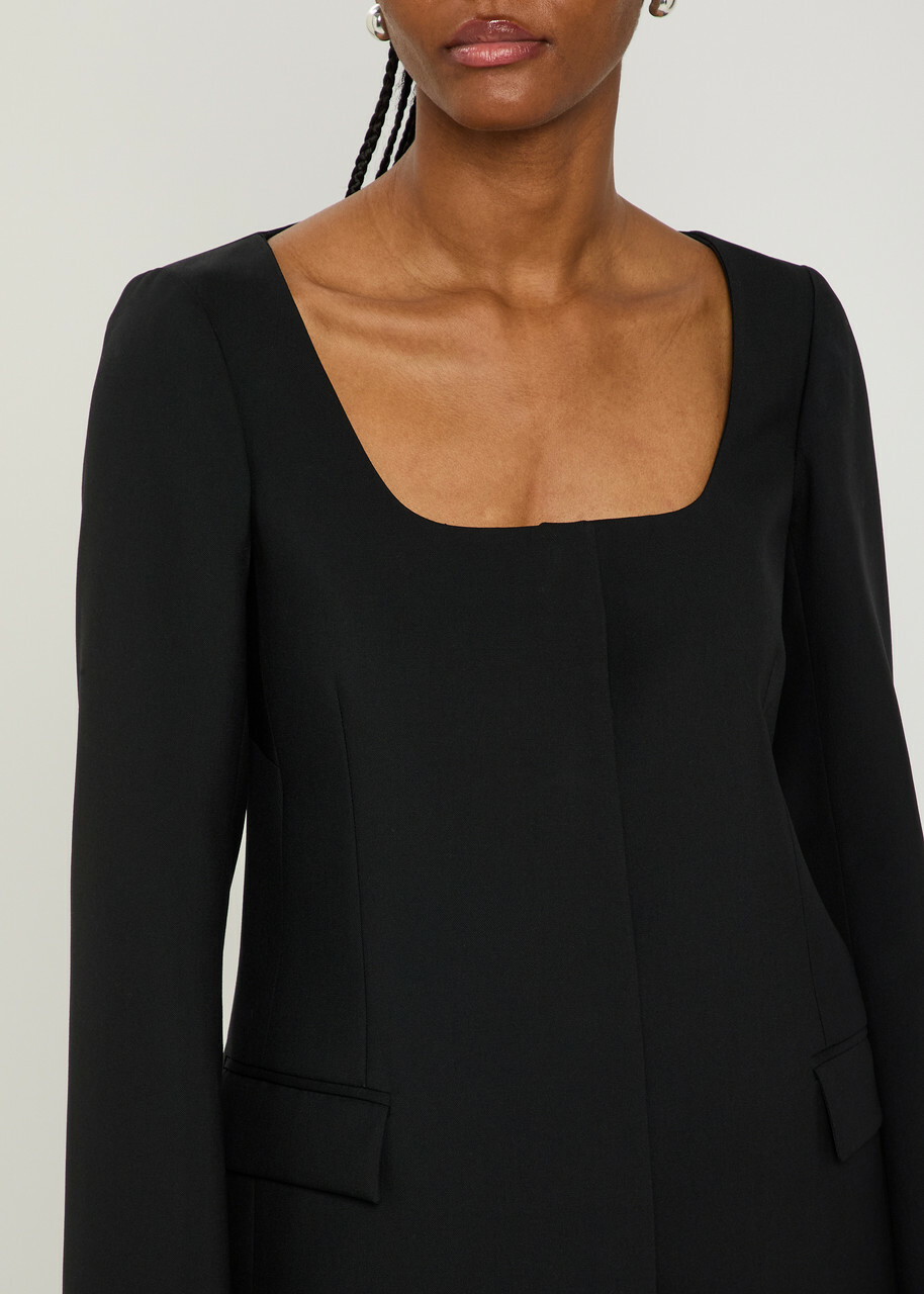 Calvin Klein Camille Scoop-neck Wool Blazer Black