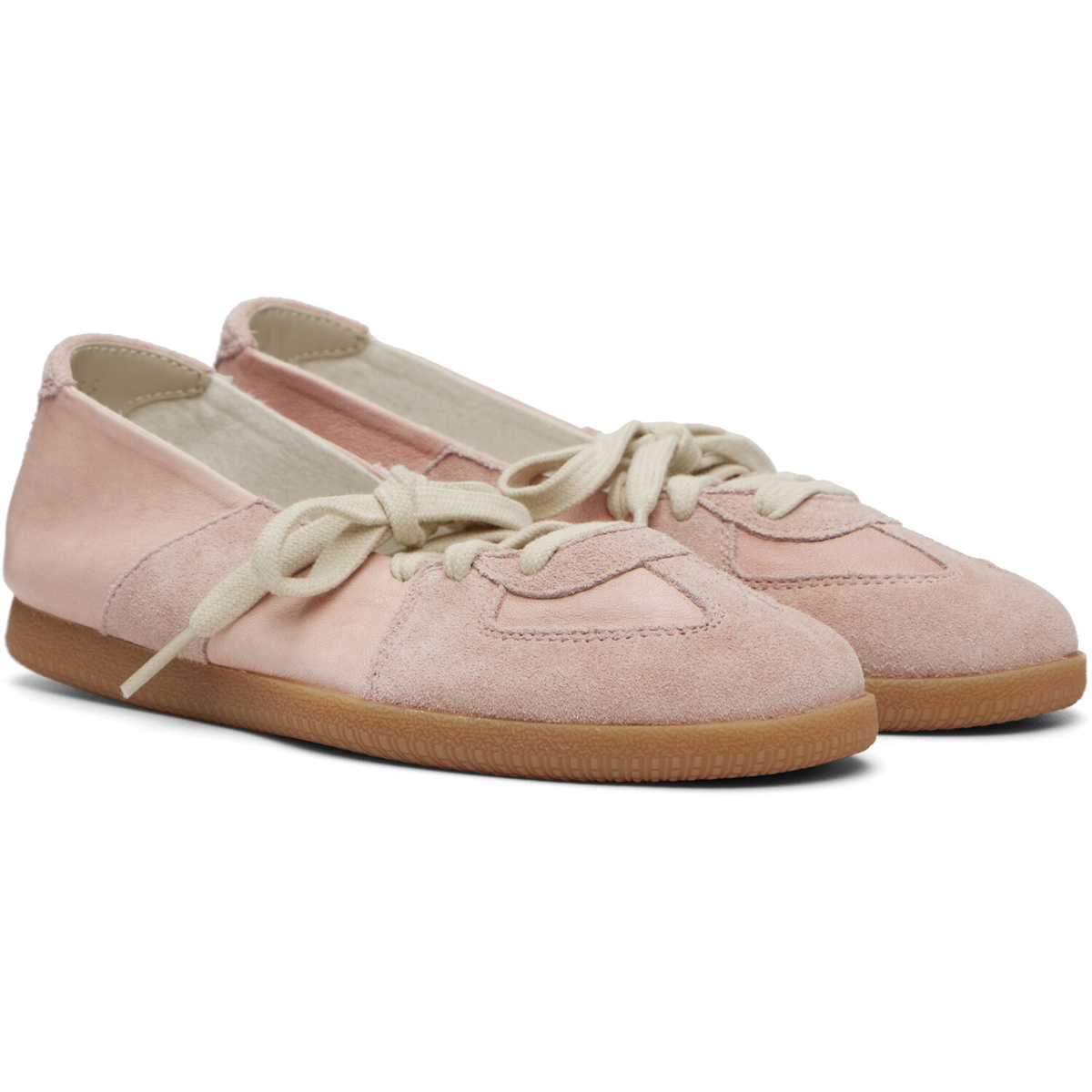 Maison Margiela Pink Replica Soft Laced Ballerina Flats