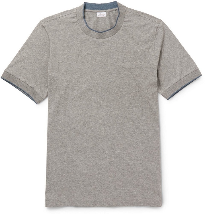 Photo: Brioni - Silk-Tipped Stretch-Cotton T-Shirt - Men - Gray