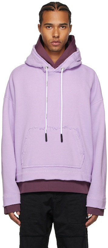 Photo: Palm Angels Purple Double Layer Hoodie