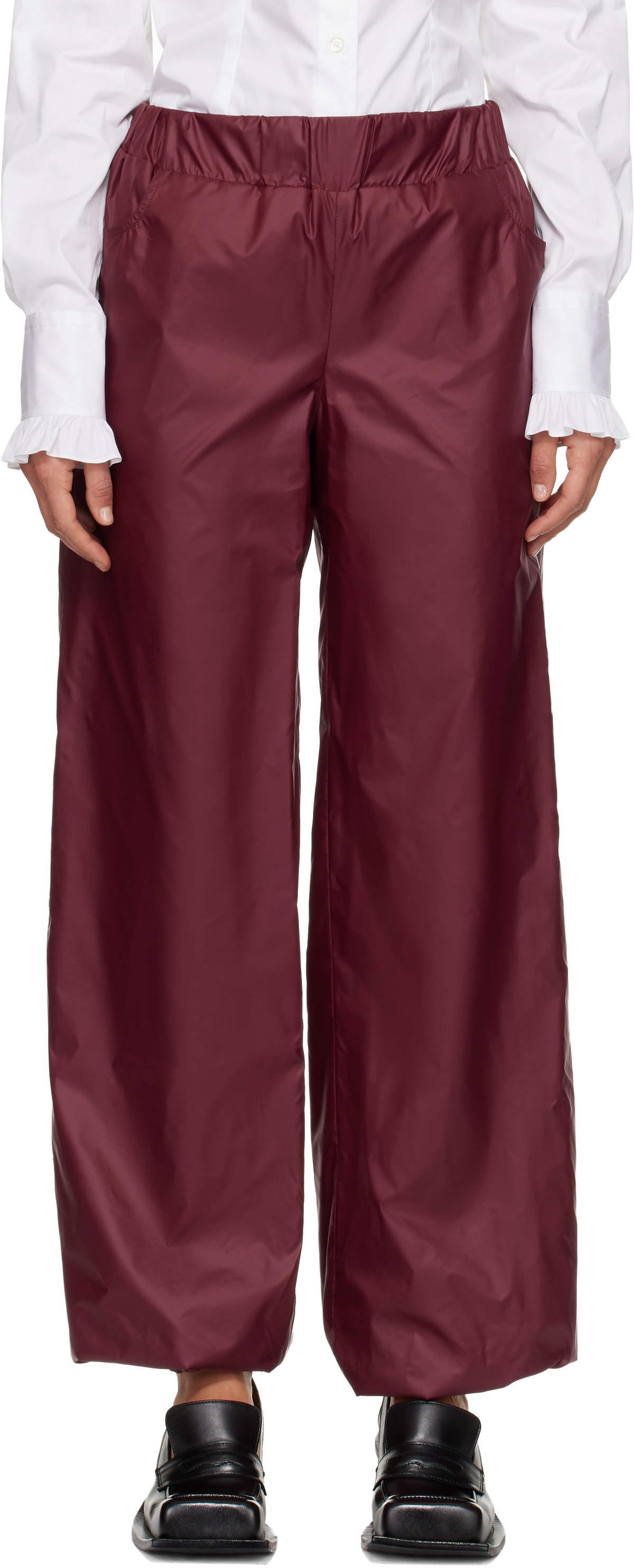 FIDAN NOVRUZOVA Burgundy Macar Nylon Trousers