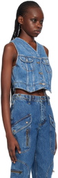 Re/Done Blue Micro Trucker Denim Vest