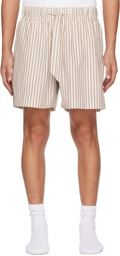 Tekla Off-White Striped Pyjama Shorts