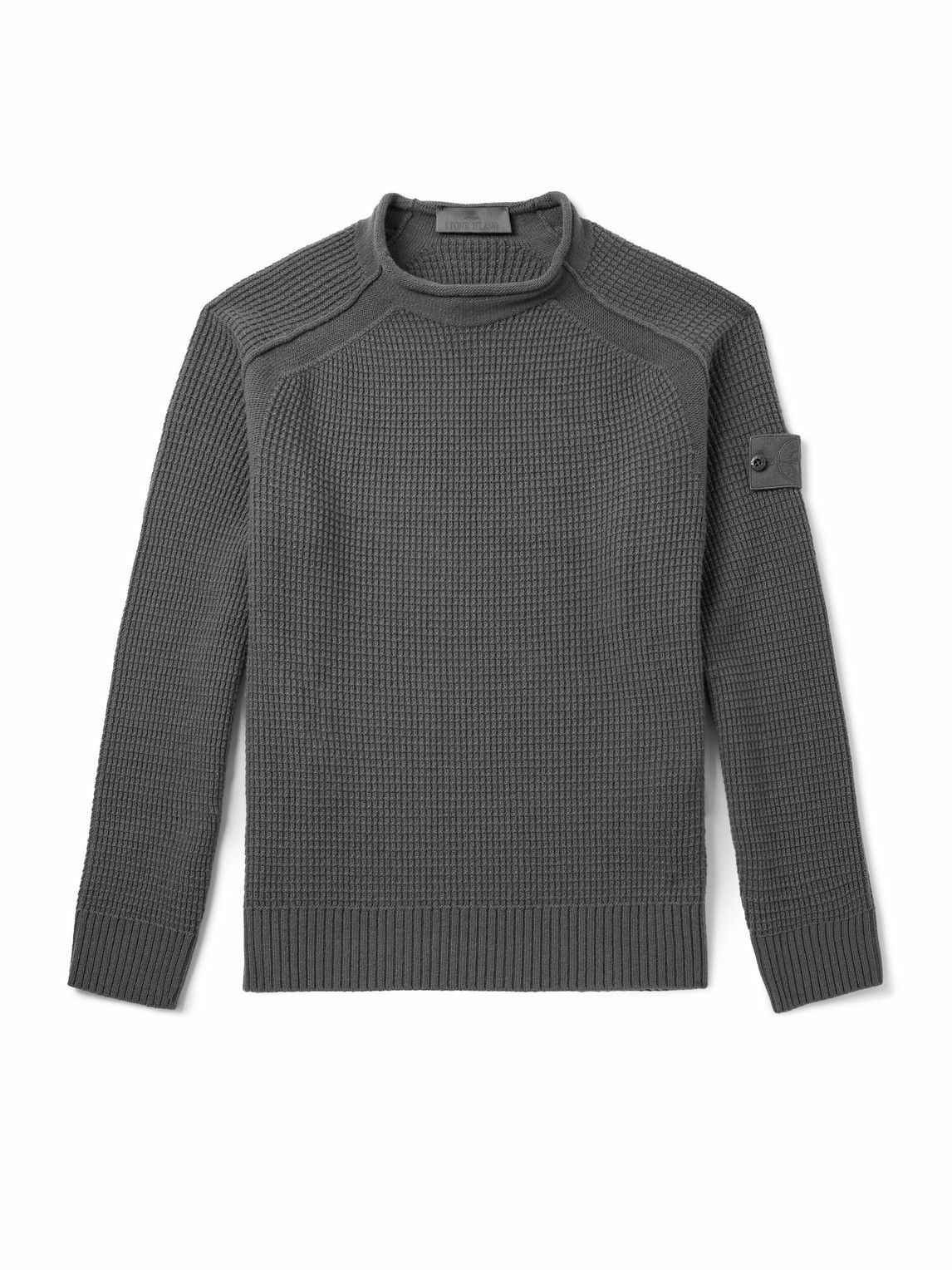 Stone Island - Logo-Appliquéd Wool-Blend Half-Zip Sweater