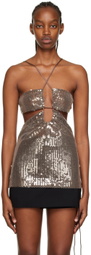 Nensi Dojaka Brown Sequinned Tank Top