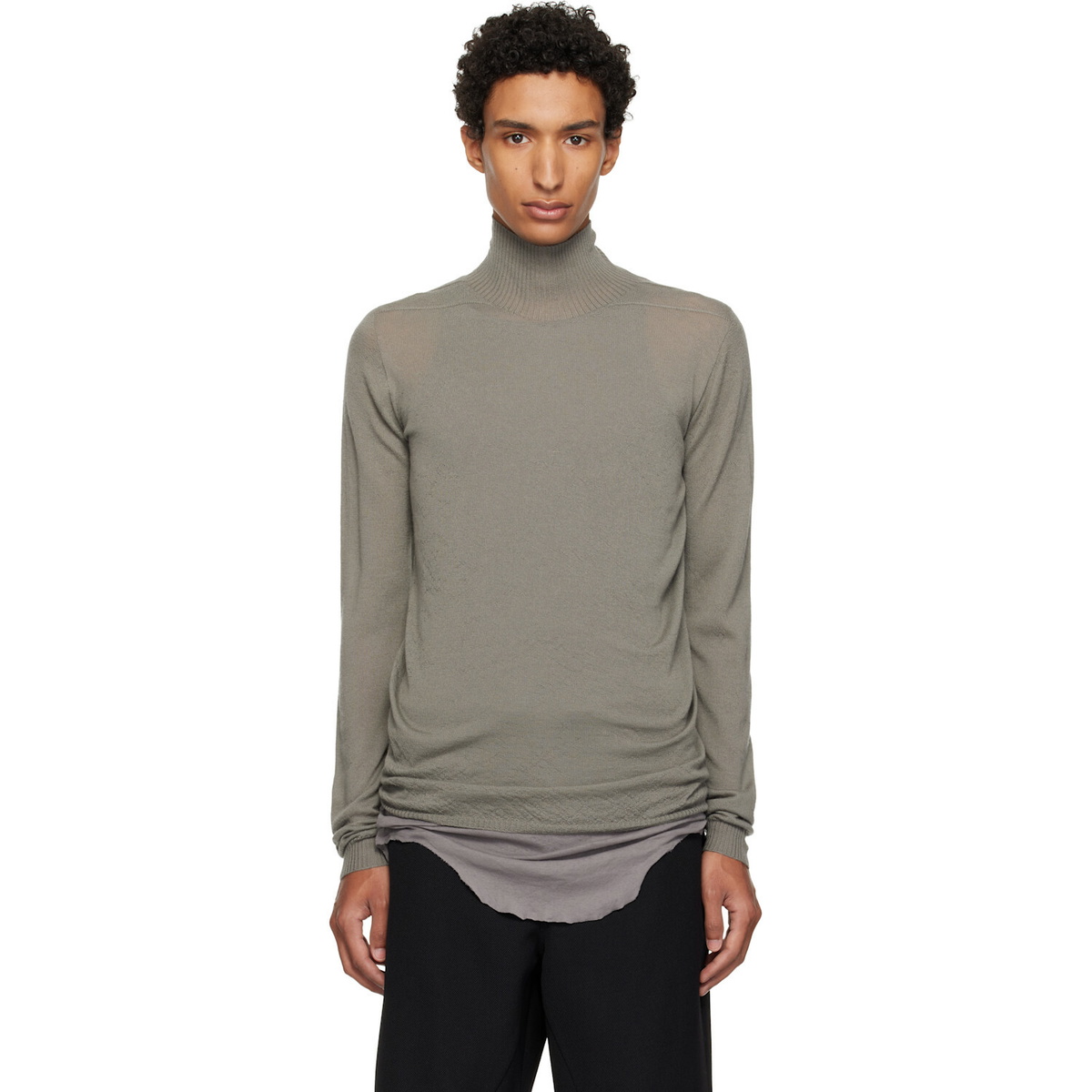Rick Owens Taupe Tower Level Turtleneck