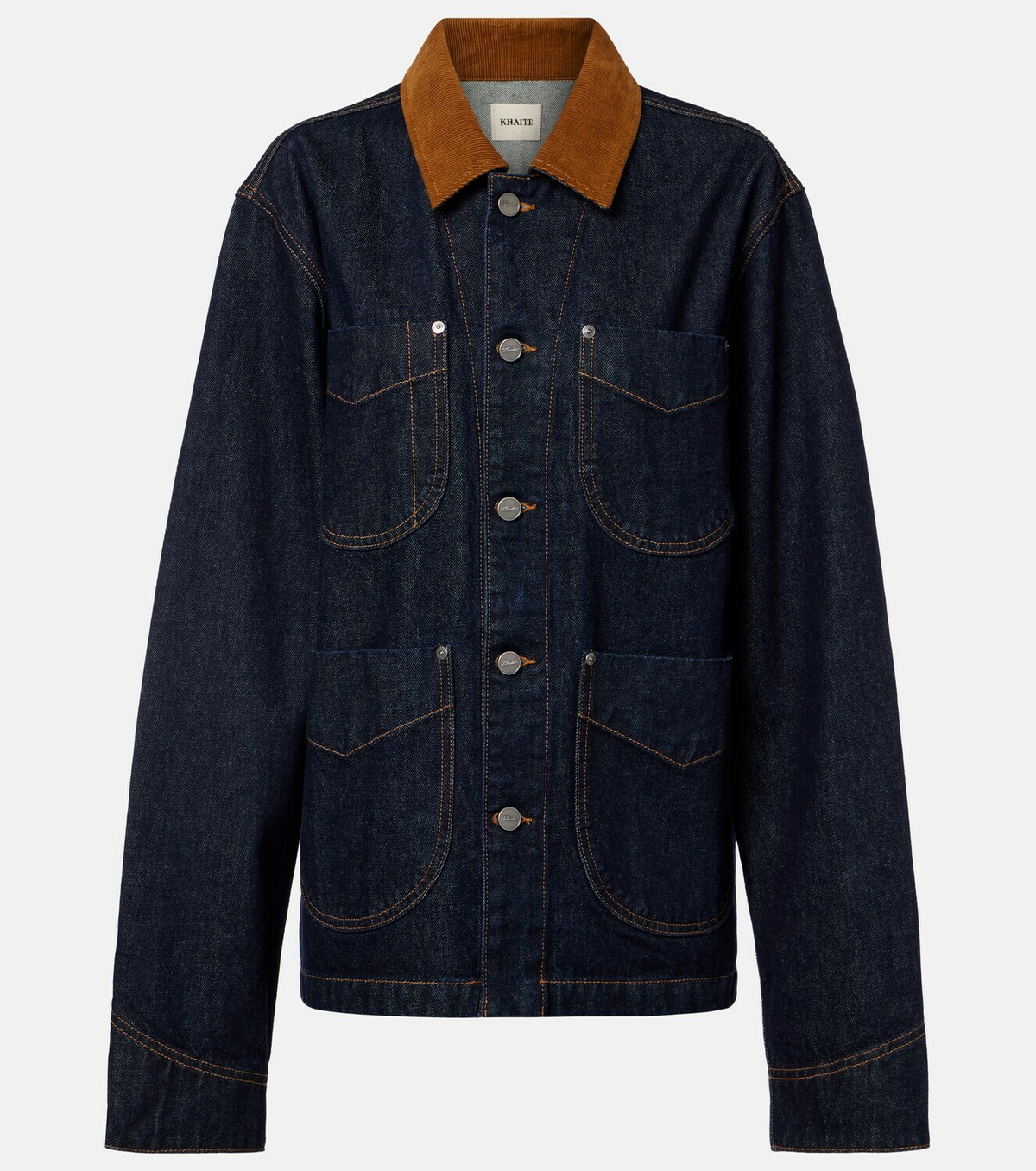 Khaite Wyatt corduroy-trimmed denim jacket
