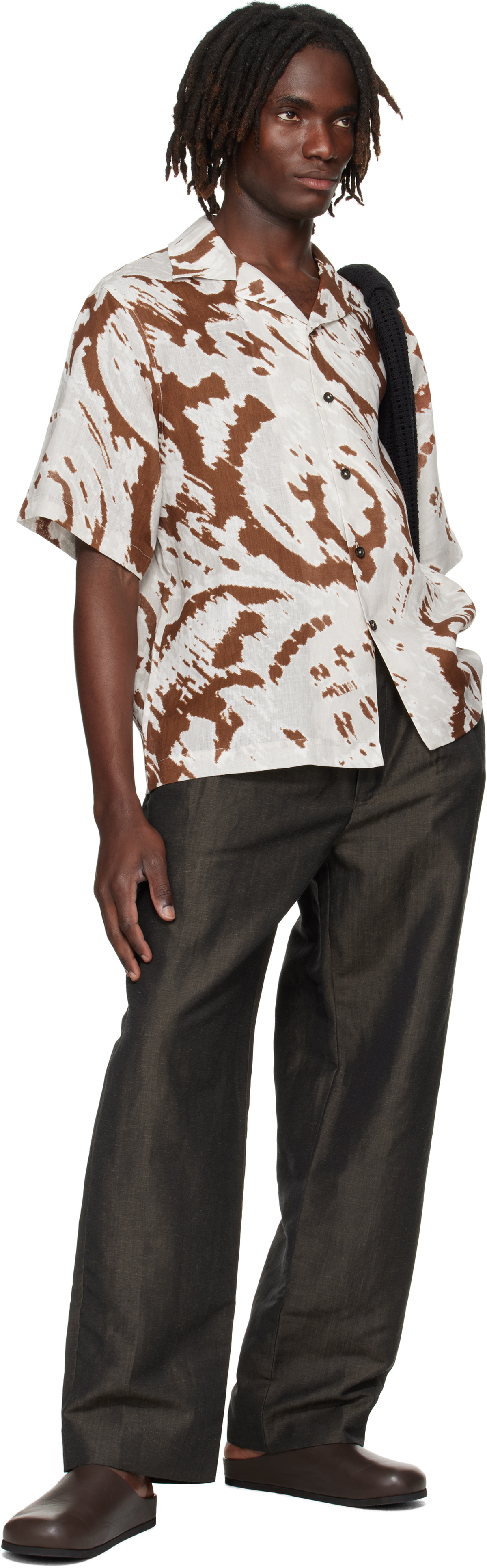 COMMAS Brown Wool Linen Tailored Trousers
