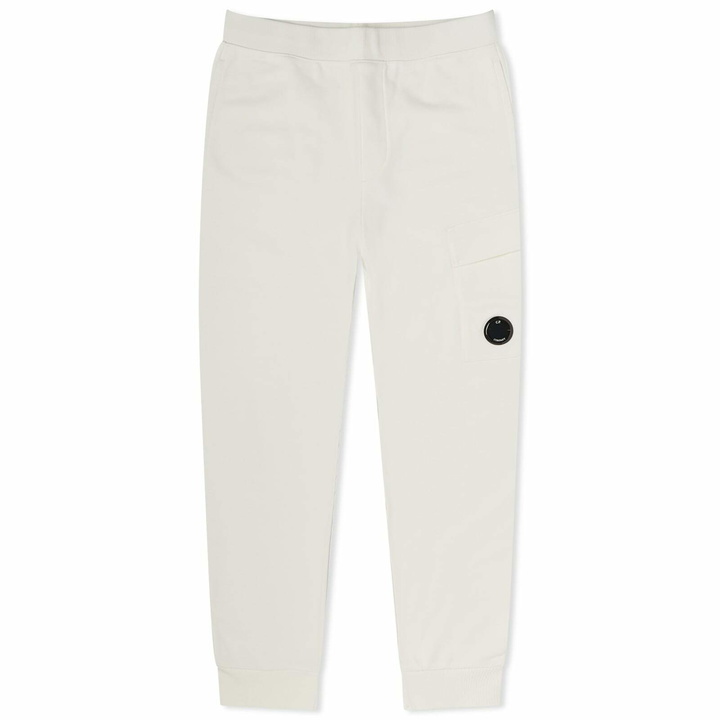 Photo: C.P. Company Men's Diagonal Fleece Cargo Track Pants in Gauze White