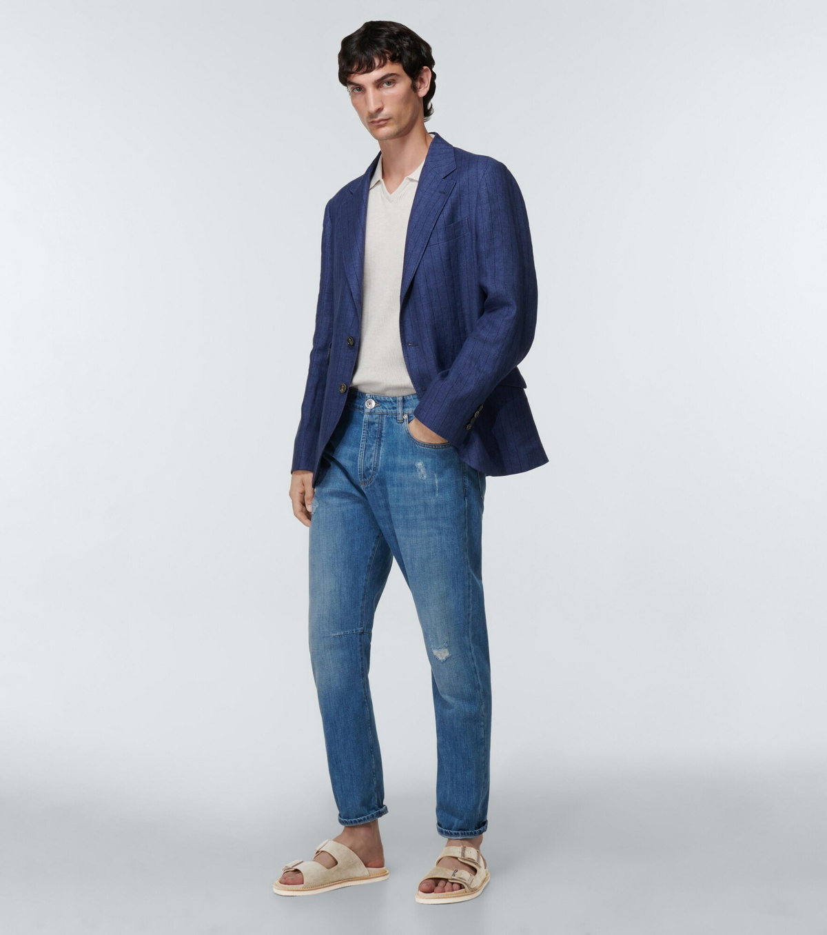 BRUNELLO CUCINELLI Stone-washed flared jeans スニーカー Brunello Cucinelli - Light Wash Traditional Fit Five-Pocket Jean