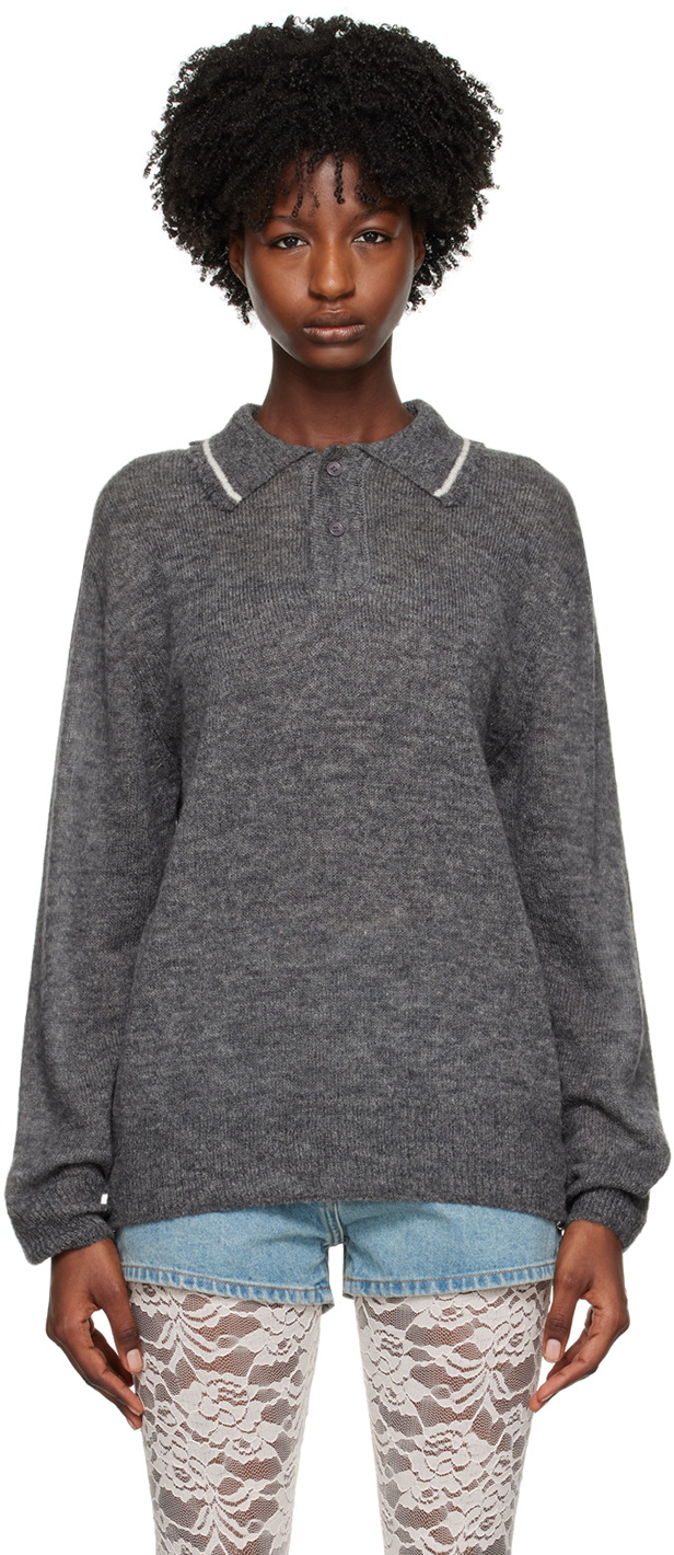 We11done Gray Frayed Polo