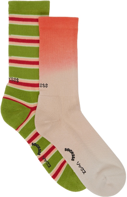 Photo: SOCKSSS Two-Pack Green & Orange Socks
