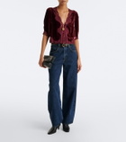 Rixo Ursula lace-trimmed velvet top